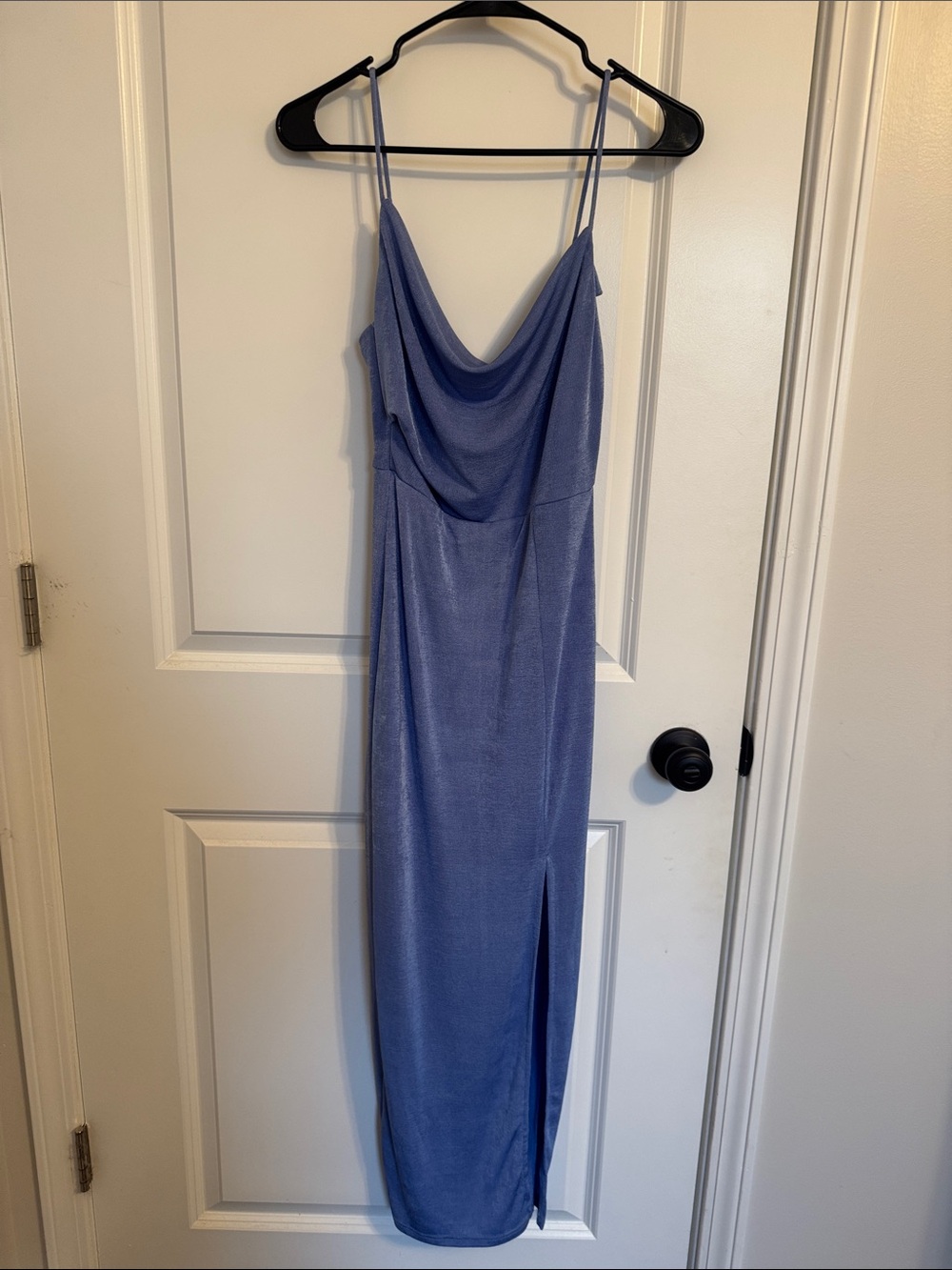 Elegant Cowl Neck Slip Dress in Periwinkle Blue